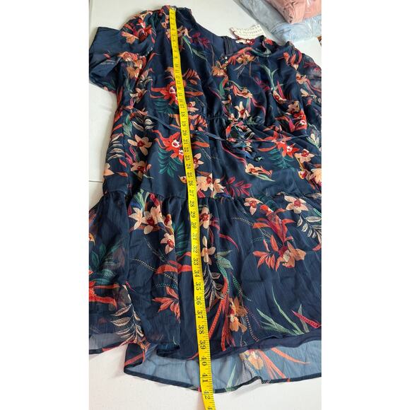 Standards & Practices Dress Womens 3X Tropical Chiffon Floral Boho Flattering - Picture 5 of 16